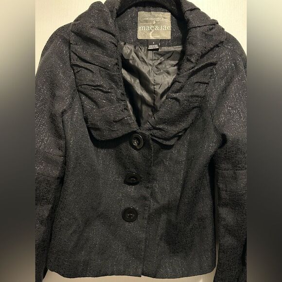 Mac & Jac Black Tailored Blazer with Prominent Collar Size 6, Like New - Picture 1 of 14